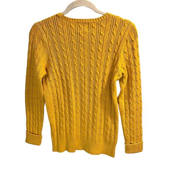 St. John’s Bay Cable Knit Pullover Sweater Long Sleeve Yellow Size M Warm Cozy - Picture 7 of 14